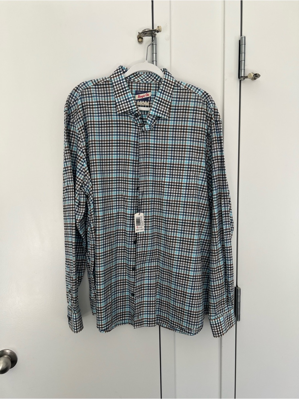 johnnie-O Blue and Black Plaid Long-Sleeve Button-Down Shirt